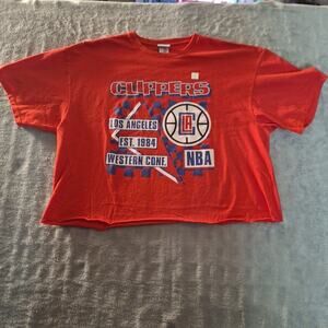 LA Clippers Junk Food Hometown Women's Crop Top T-Shirt Red Size XL